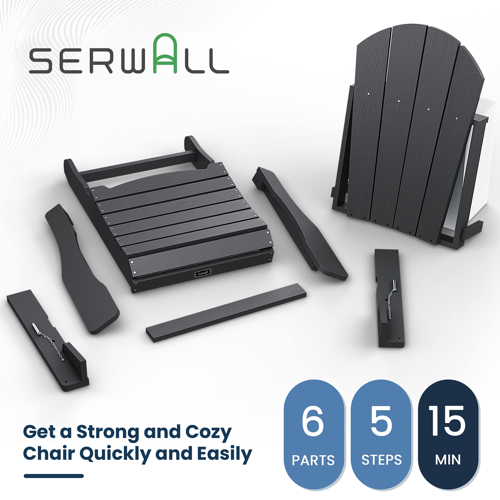 【Home&Garden】Folding Adirondack Chair Set of 4, Multi-Colour