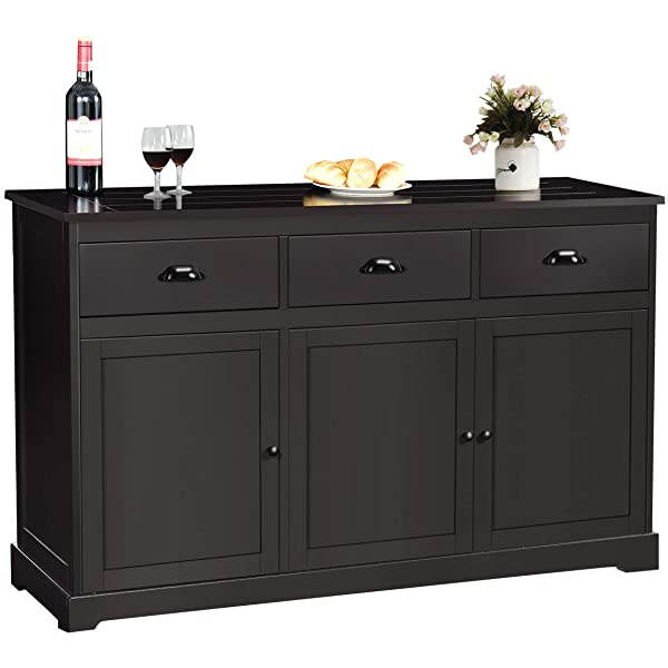 Giantex Sideboard Buffet Server Storage Cabinet Console Table Home Kitchen Dining Room Furniture Entryway Cupboard with 2 Cabinets and 3 Drawers Adjustable Shelves, White (White)