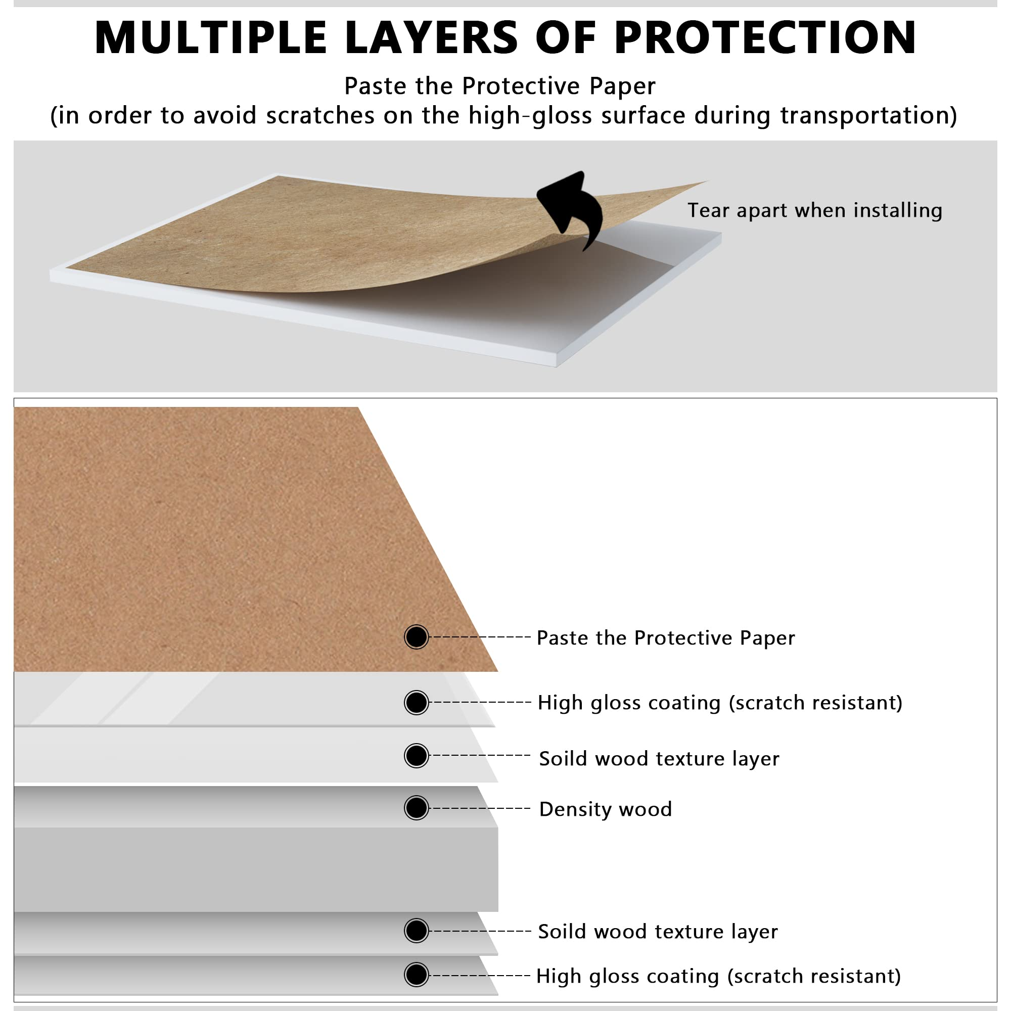 【Furniture】LED White Nightstand with 3 Colors Adjustable 2 USB Ports and Wireless Charging Station, High Gloss Nightstand with 2 Drawers