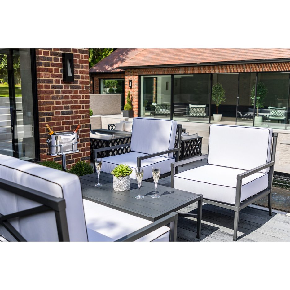 Garden furniture in aluminium, 4 pieces in Anthracite Grey – Knot Sofa Set