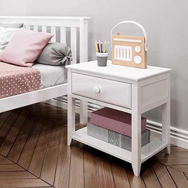 Max & Lily Twin Bed with Trundle, White White Bed with Trundle