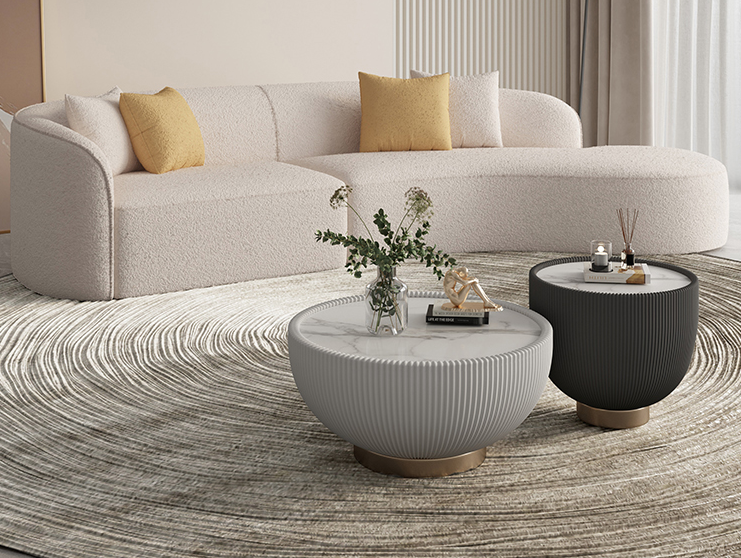 Nordic modern light luxury style designer beauty salon creative arc shaped special-shaped Italian minimalist living room fabric sofa