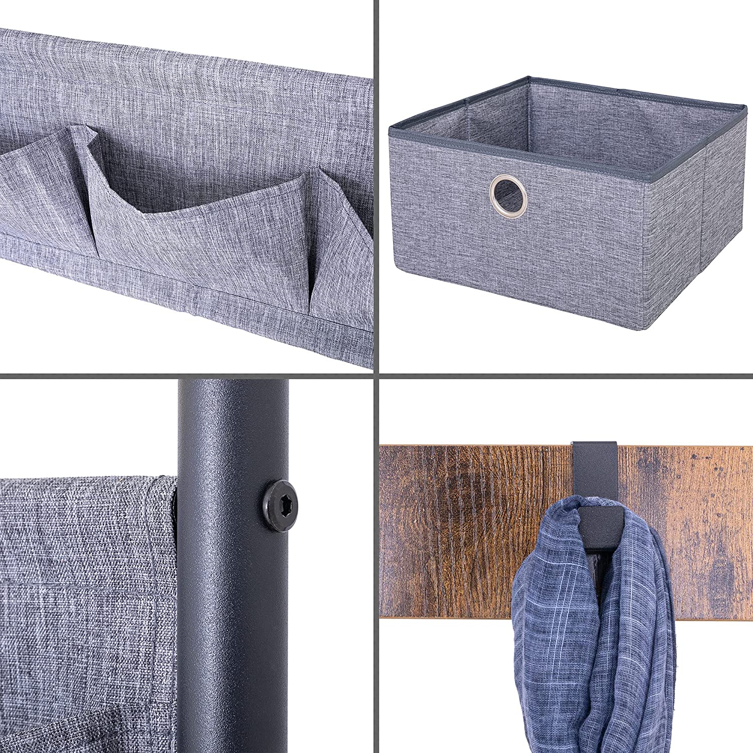 Sunnyglade retro coat rack 3 in 1 hall tree entrance passage coat rack, wood grain furniture metal frame