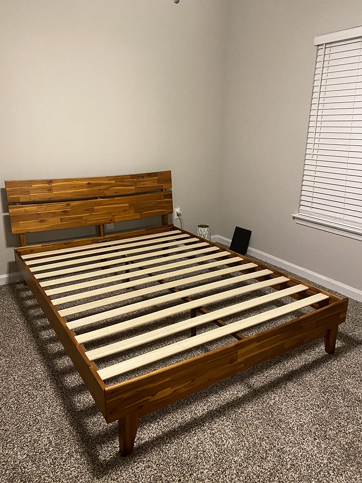【Furniture】Acacia Aurora 14 Inch Wood Platform Bed, Bed Frame with Headboard, King Size