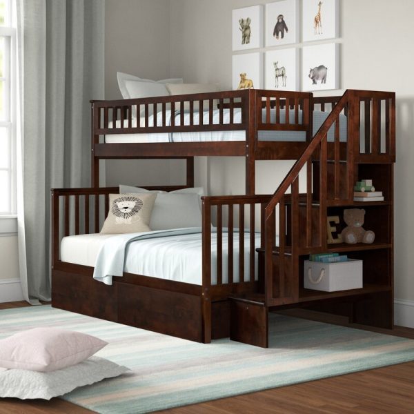 SHYANN TWIN all solid wood standard bunk bed with shelf BY THREE POSTS