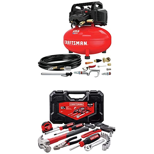 CRAFTSMAN Air Compressor, 6 Gallon, Pancake, Oil-Free with 13 Piece Accessory Kit (CMEC6150K) Air Compressor w/ Accessory Kit