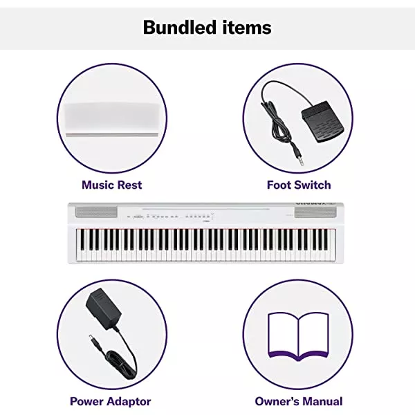 YAMAHA P125 88-Key Weighted Action Digital Piano with Power Supply and Sustain Pedal