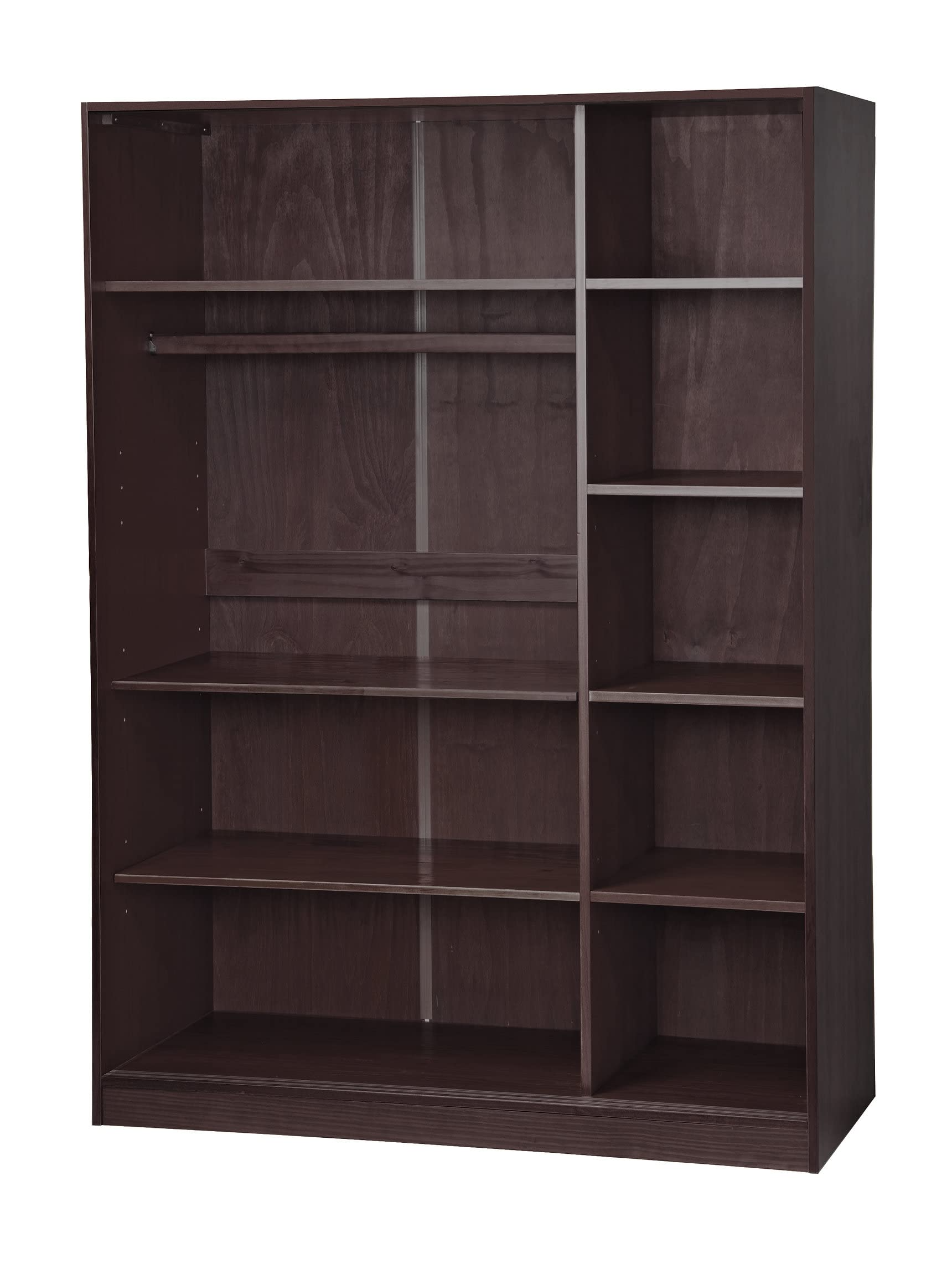 【Furniture】100% Solid Wood Wardrobe with 3 Sliding Louvered Doors, 5 Shelves Included