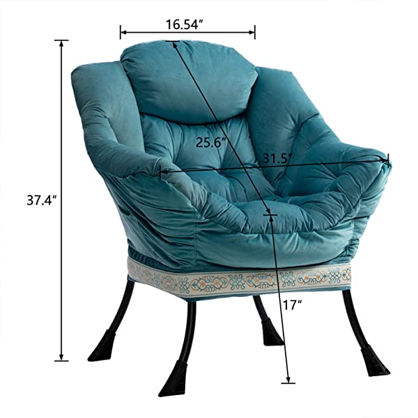 AbocoFur Modern Large Cotton Fabric Lazy Chair，Accent Contemporary Lounge Chair, Single Steel Frame Leisure Sofa Chair with Armrests and A Side Pocket, Beige