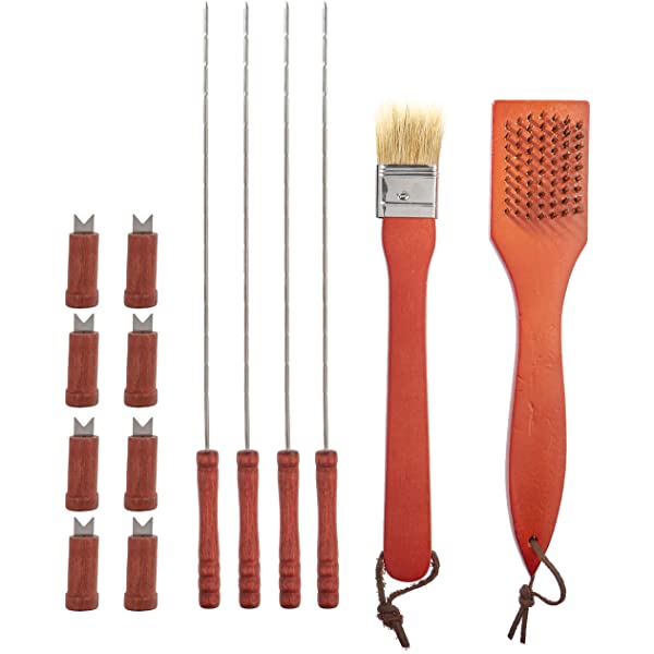 Home-Complete HC-1000 BBQ Accessories – 16PC Grill Set with Spatula, Tongs, Skewers, Case – Barbecue Tools for Father’s Day, Wedding, Anniversary, 16 Piece, Silver Steel 16-Piece