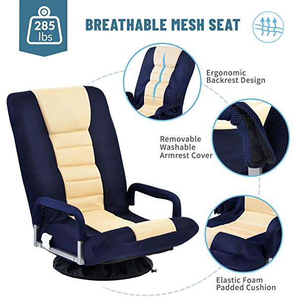 Harper&Bright Designs Folding Lazy Sofa Floor Chaise Lounge Chair Futon with Back Support, Beige