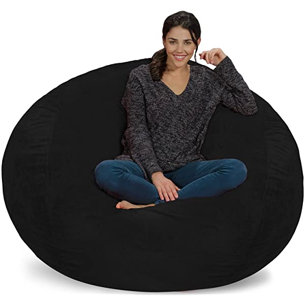 Chill Sack Bean Bag Chair: Giant 5' Memory Foam Furniture Bean Bag - Big Sofa with Soft Micro Fiber Cover - Navy Microsuede - Navy
