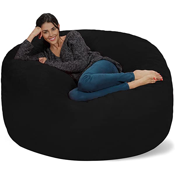 Chill Sack Bean Bag Chair: Giant 5' Memory Foam Furniture Bean Bag - Big Sofa with Soft Micro Fiber Cover - Navy Microsuede - Navy