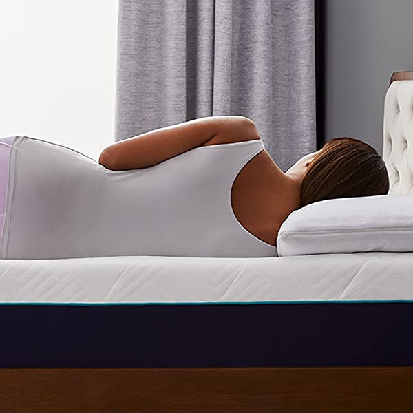 Sleep Innovations Hudson Hybrid Cooling Memory Foam Innerspring Mattress, 12 Inches, Queen Blue and White Queen 12 Inch Hybrid Mattress