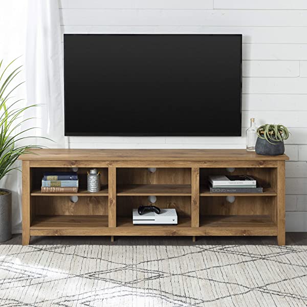 Walker Edison Wren Classic 4 Cubby TV Stand for TVs up to 65 Inches, 58 Inch, Black Black 58 InchTV Stand