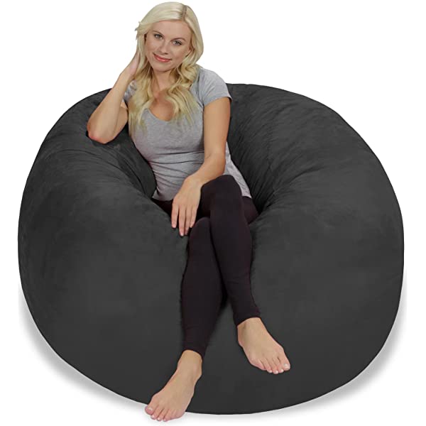 Chill Sack Bean Bag Chair: Giant 5' Memory Foam Furniture Bean Bag - Big Sofa with Soft Micro Fiber Cover - Navy Microsuede - Navy