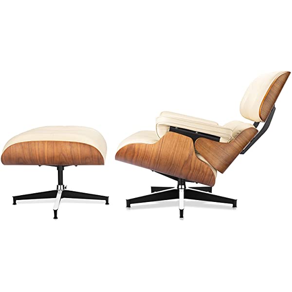 Mid Century Lounge Chair and Ottoman, Modern Chair Classic Design, Top Grain Leather Palisander Wood, Heavy Duty Base Support for Living Room, Study, Lounge, Office (Nomal, Style1-1) Nomal Style1-1