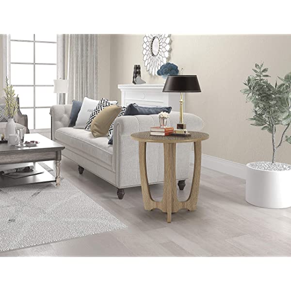 FINECASA Wooden Console Table, Half-Moon Entryway Table, Semicircle Narrow Side Table, Sofa Table for Living Room and Corridor, Foyer Table, Half Round Hallway Table, 43.4x17x30 Inches, Natural Natural Console Table