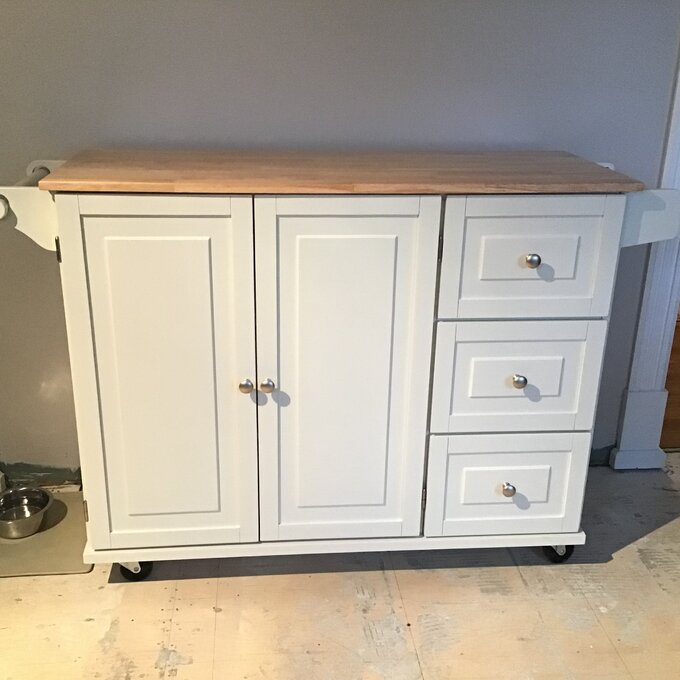 Kuhnhenn 53.5'' Wide Rolling Kitchen Cart with Solid Wood Top