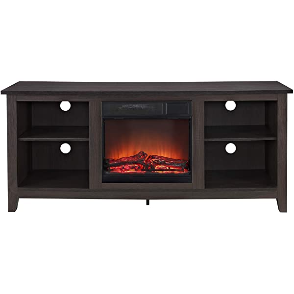 Walker Edison Wren Classic 4 Cubby TV Stand for TVs up to 65 Inches, 58 Inch, Black Black 58 InchTV Stand