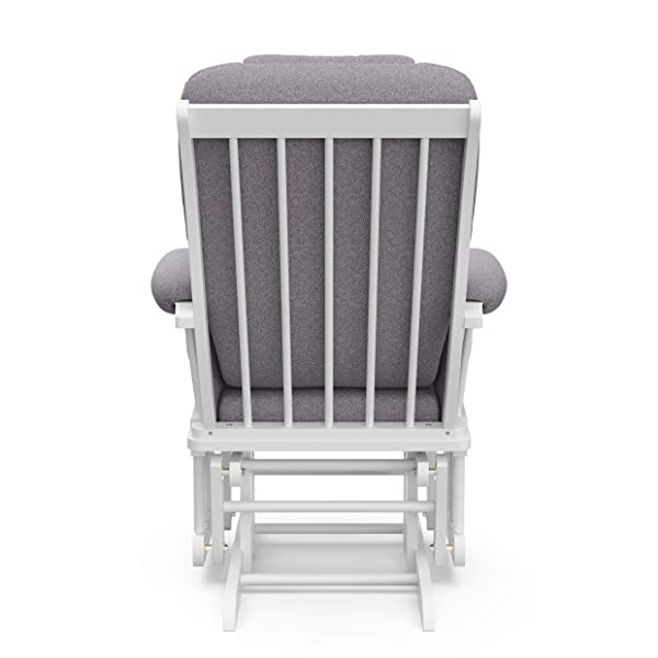 Storkcraft Tuscany Custom Glider and Ottoman with Free Lumbar Pillow, Black/Grey, Cleanable Upholstered Comfort Rocking Nursery Chair with Ottoman Black/Gray