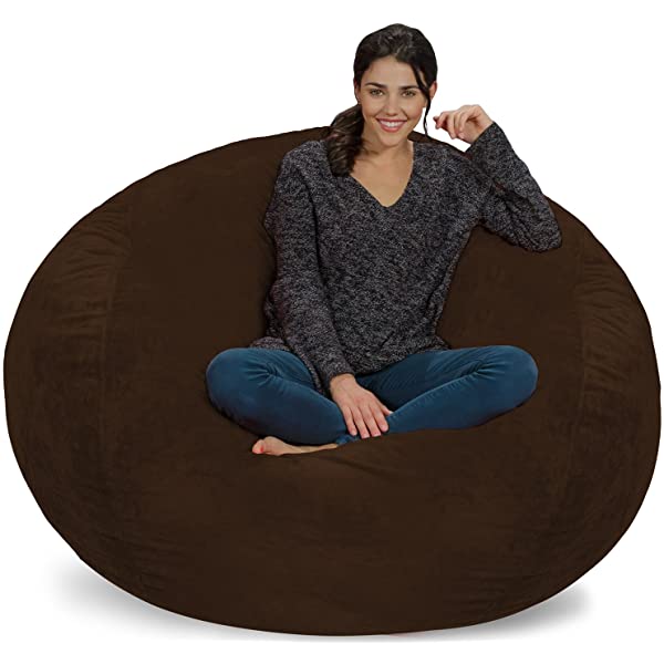 Chill Sack Bean Bag Chair: Giant 5' Memory Foam Furniture Bean Bag - Big Sofa with Soft Micro Fiber Cover - Navy Microsuede - Navy