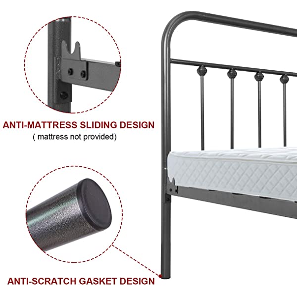 Black Metal Bed Frame Full Size with Headboard and Footboard Single Platform Mattress Base,Metal Tube and Iron-Art Bed（Full,Black） Full Black