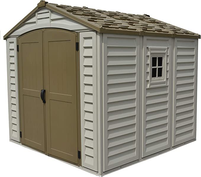 8’ x 8’ Plastic Garden Storage Shed Adobe & Brown Fire Retardant & All-Weather