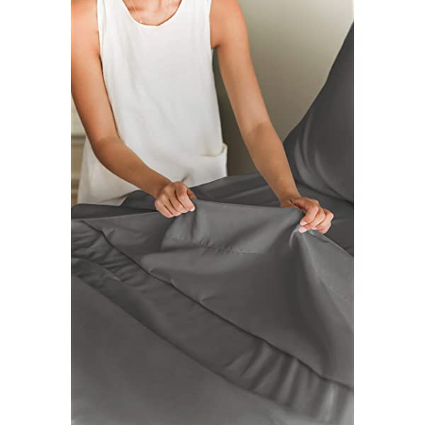 Queen Size Sheet Set - 4 Piece - Hotel Luxury Bed Sheets - Extra Soft - Deep Pockets - Easy Fit - Breathable & Cooling Sheets - Wrinkle Free - Comfy – Dark Grey Bed Sheets - Queens Sheets – 4 PC Queen Grey
