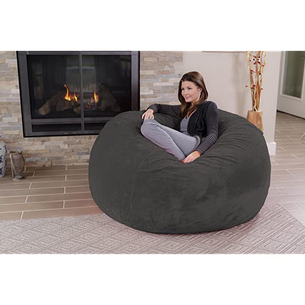Chill Sack Bean Bag Chair: Giant 5' Memory Foam Furniture Bean Bag - Big Sofa with Soft Micro Fiber Cover - Navy Microsuede - Navy