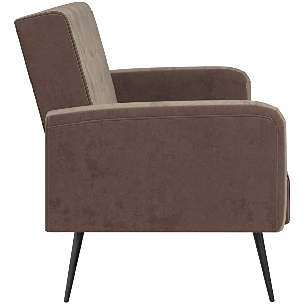 Novogratz 2360379N Z Stevie, Convertible Sofa Bed Couch, Ivory Velvet Futon