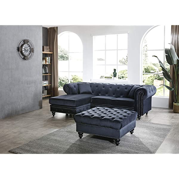 Glory Furniture Nola , Navy Blue Sofa Chaise (3 Boxes), 31