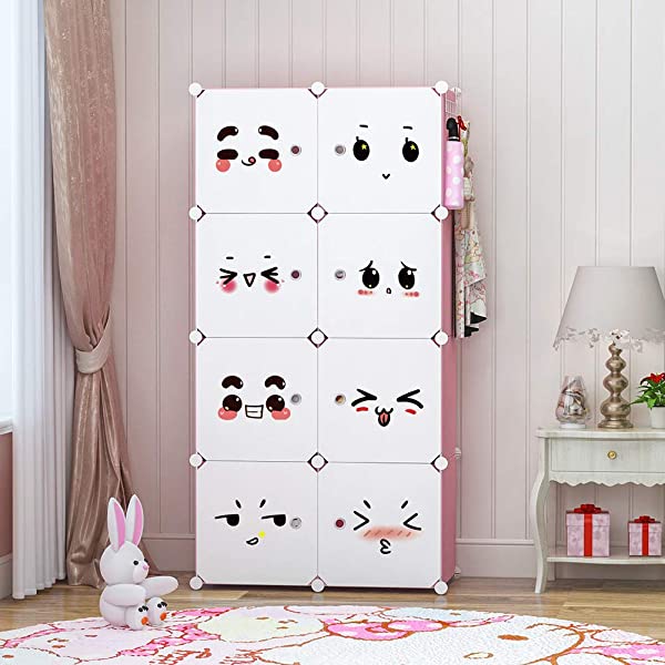 YOZO Cube Storage Organzier Portable Closet Wardrobe Bedroom Dresser (71x14x71 inches) Portable Closet Cube Shelf Armoire Pantry Cabinet, 25 Cubes, Blue 25Cubes Blue