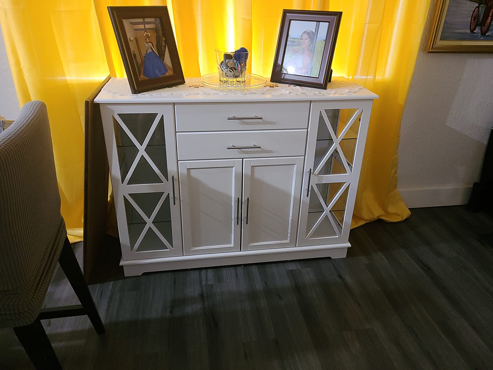 【Furniture】Wood 47 Inch Sideboard Buffet Storage Cabinet Console Sofa Table, Kitchen Dining Room Home Decor