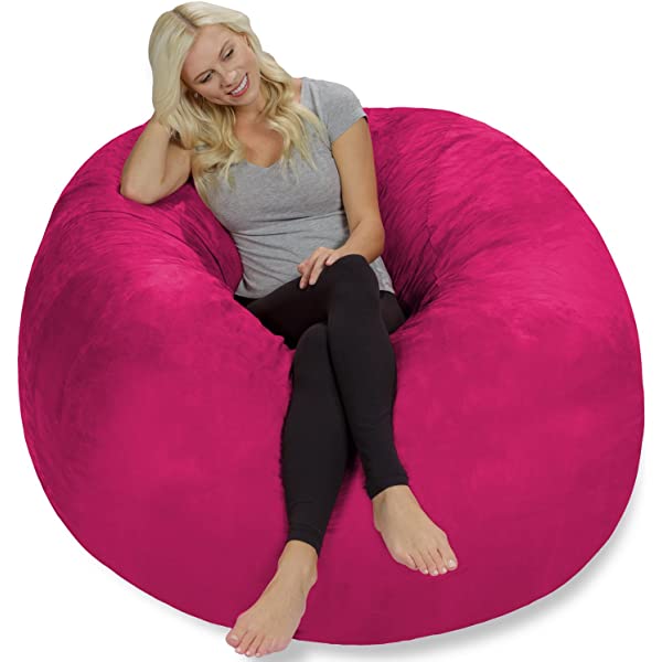 Chill Sack Bean Bag Chair: Giant 5' Memory Foam Furniture Bean Bag - Big Sofa with Soft Micro Fiber Cover - Navy Microsuede - Navy
