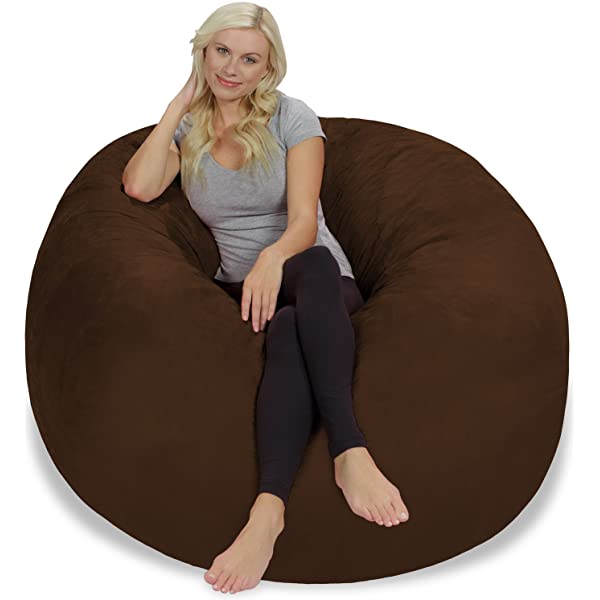 Chill Sack Bean Bag Chair: Giant 5' Memory Foam Furniture Bean Bag - Big Sofa with Soft Micro Fiber Cover - Navy Microsuede - Navy