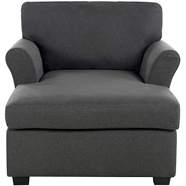 Casa Andrea Milano llc Classic and Traditional Ultra Comfortable Linen Living Room Fabric Chaise Couch Chair, Lounge, Grey