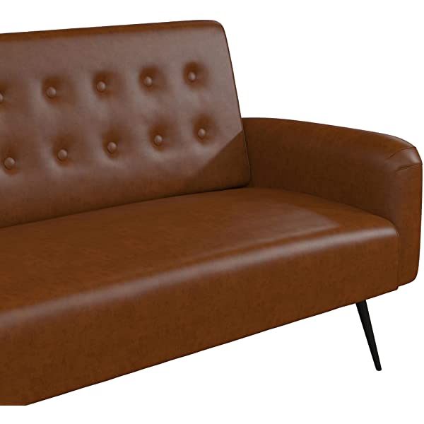 Novogratz 2360379N Z Stevie, Convertible Sofa Bed Couch, Ivory Velvet Futon