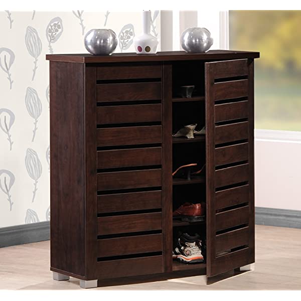 Wholesale Interiors Baxton Studio Adalwin Modern and Contemporary 2-Door Dark Brown Wooden Entryway Shoes Storage Cabinet