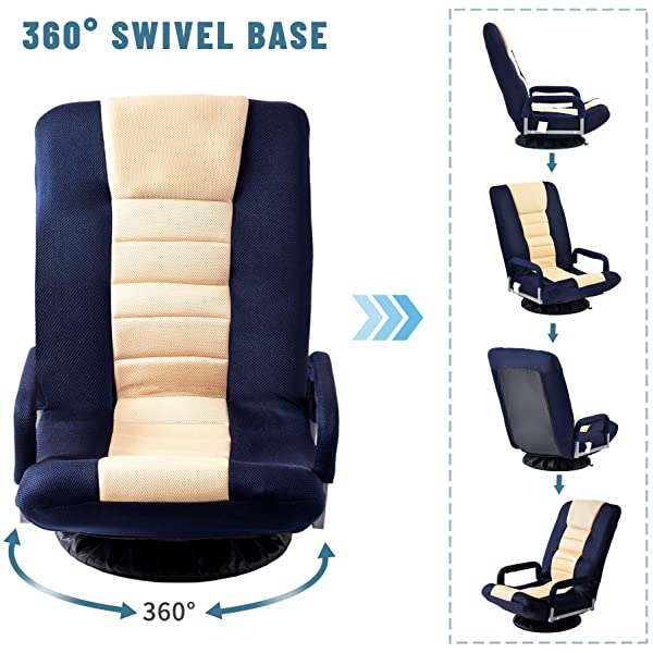 Harper&Bright Designs Folding Lazy Sofa Floor Chaise Lounge Chair Futon with Back Support, Beige