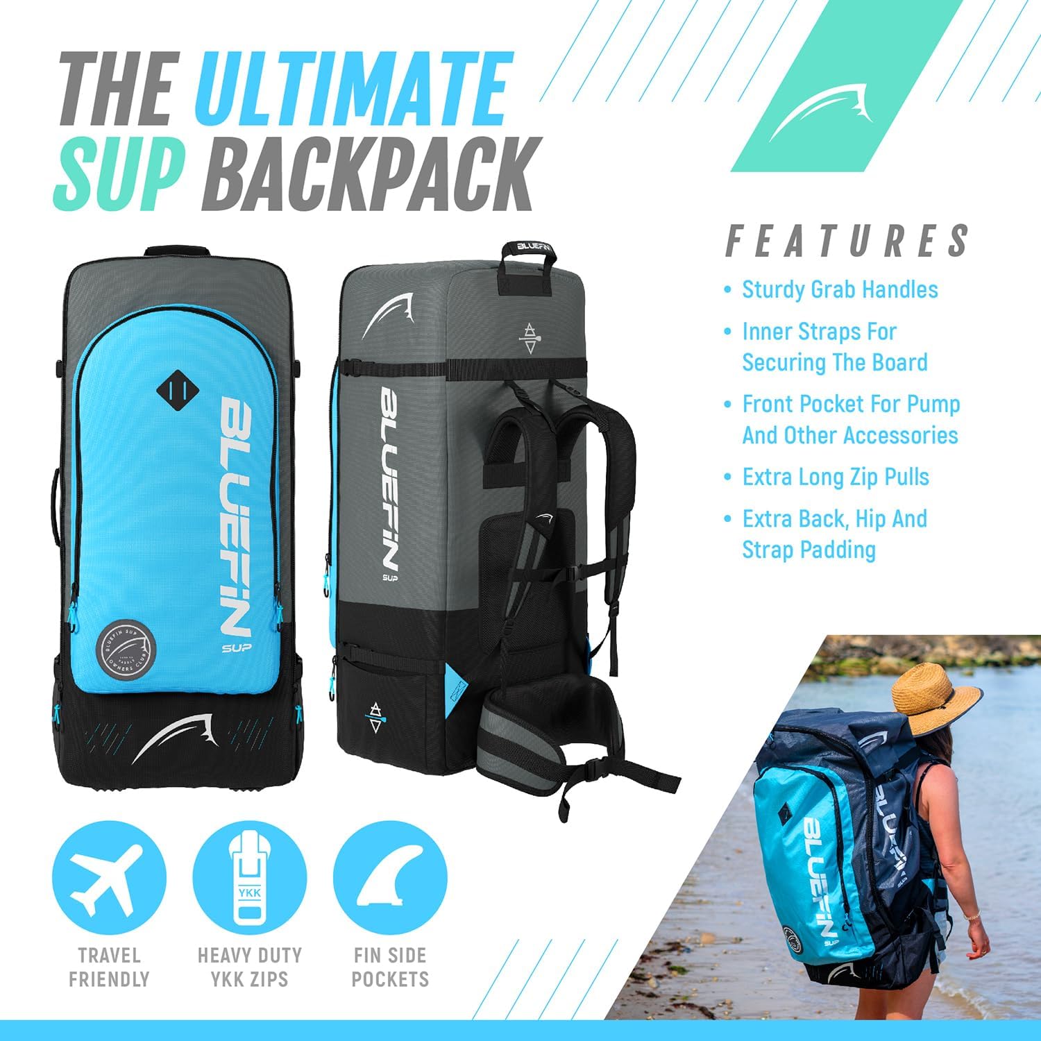 Bluefin Cruise SUP Inflatable Stand Up Paddle Board | Premium Paddleboard Accessories | Multiple sizes: Kids, 9'8, 10'4, 10’8, 12’, 15'