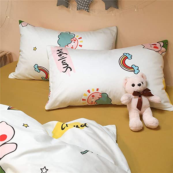 New Cartoon Animals Elephant Print Duvet Cover Sets for Kids 100% Cotton Reversible Soft 3 Pieces Kids Bedding Duvet Cover Pillowcases Kawaii Cloud Bedding Sets, Queen/Full Full/Queen (1 Duvet Cover + 2 Pillowcases) Multi A00 Elephant Bunny Balloon