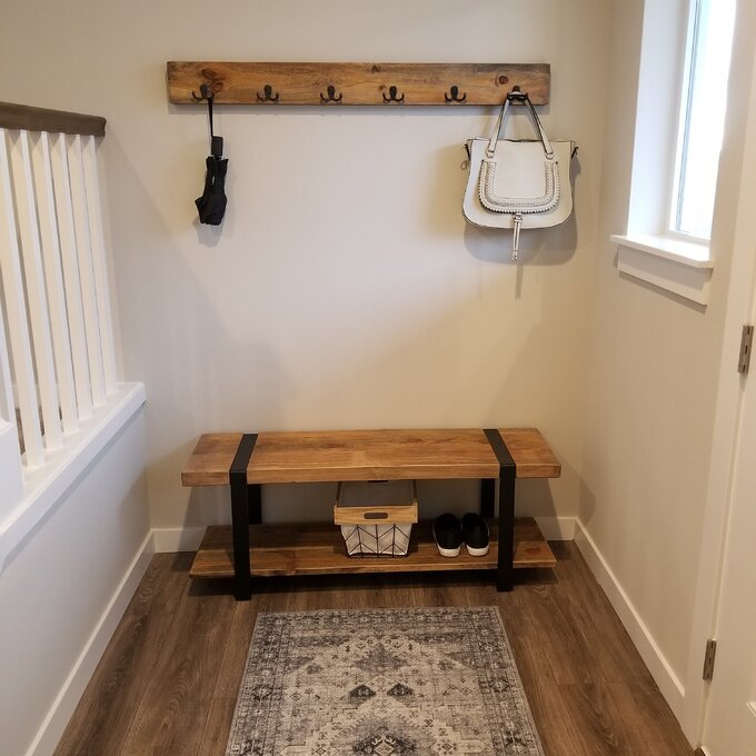 【Furniture】Alezzi 48'' Wide Birch Solid Wood Hall Tree with Bench