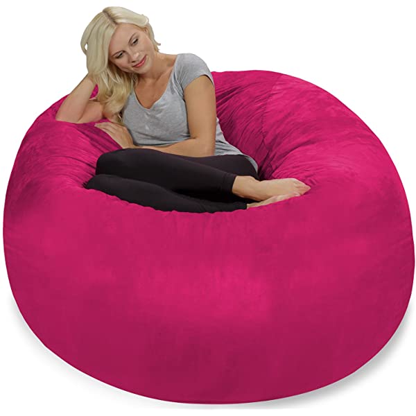 Chill Sack Bean Bag Chair: Giant 5' Memory Foam Furniture Bean Bag - Big Sofa with Soft Micro Fiber Cover - Navy Microsuede - Navy