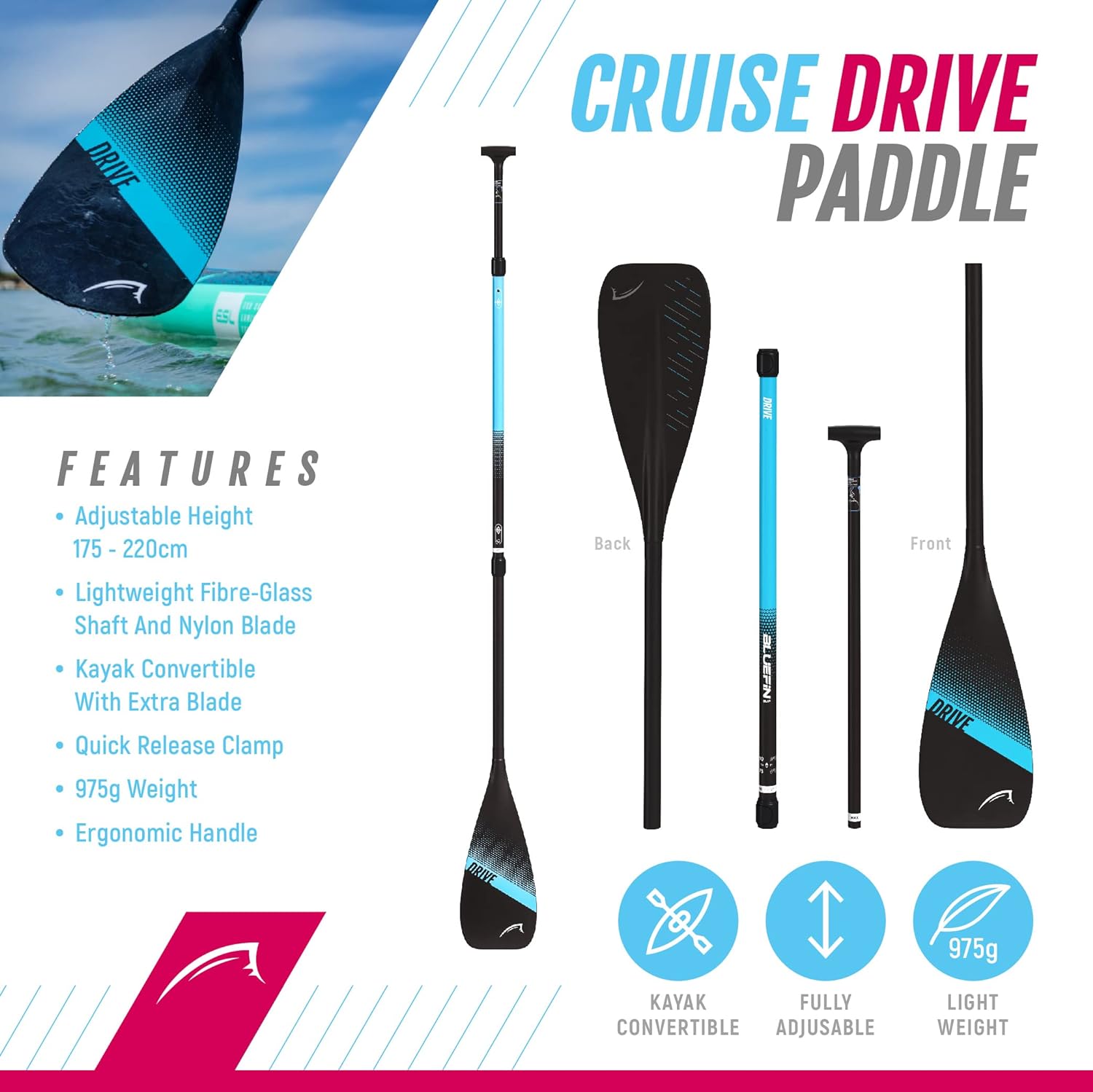 Bluefin Cruise SUP Inflatable Stand Up Paddle Board | Premium Paddleboard Accessories | Multiple sizes: Kids, 9'8, 10'4, 10’8, 12’, 15'