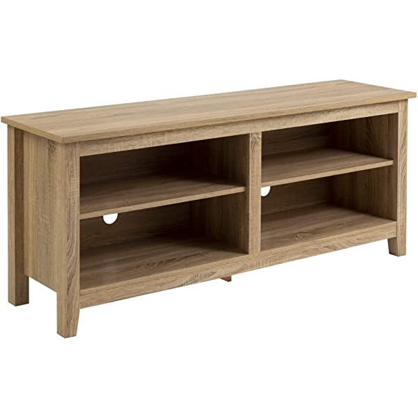 Walker Edison Wren Classic 4 Cubby TV Stand for TVs up to 65 Inches, 58 Inch, Black Black 58 InchTV Stand