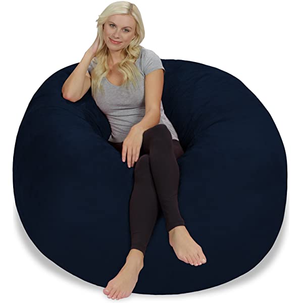 Chill Sack Bean Bag Chair: Giant 5' Memory Foam Furniture Bean Bag - Big Sofa with Soft Micro Fiber Cover - Navy Microsuede - Navy