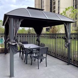 3x4m Aluminum Frame Roof Gazebo Solid Roof Party Galvanized