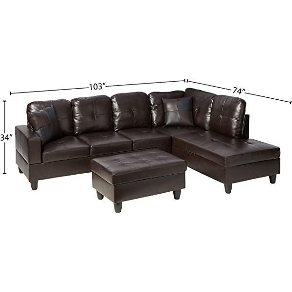 Beverly Fine Funiture Sectional Sofa Set, 92A White