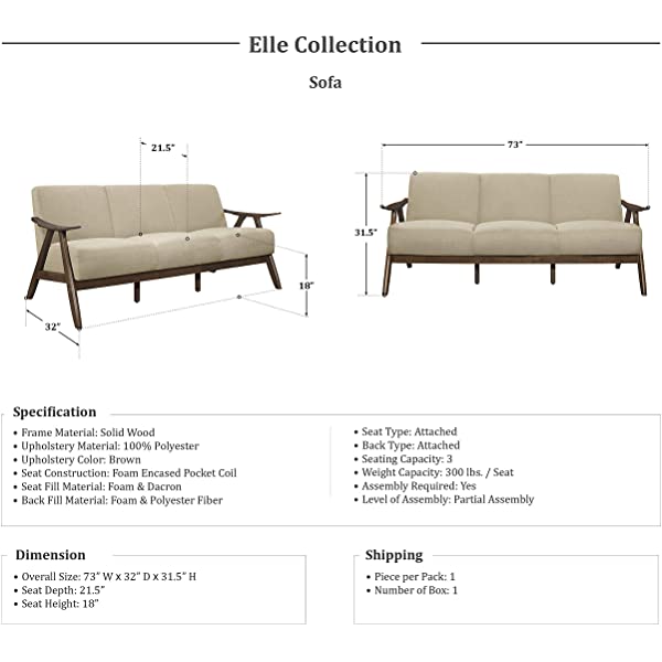 Lexicon Elle Sofa, Orange